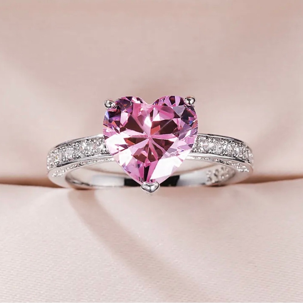 925 PINK SAPPHIRE BRIDAL WEDDING RING